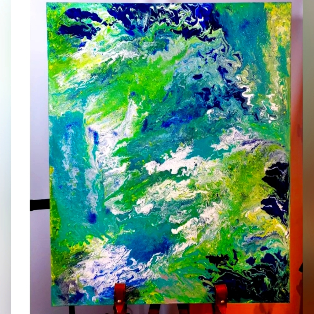 Abstract Green and Blue Canvas Art